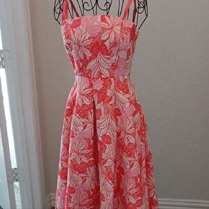 Eva Mendes for New York & Company Coral and White Midi Dress